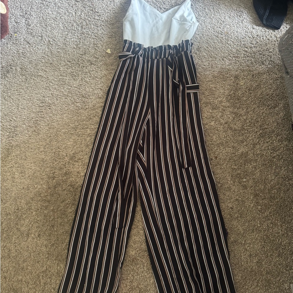 Justify Black and White Striped Jumpsuit
